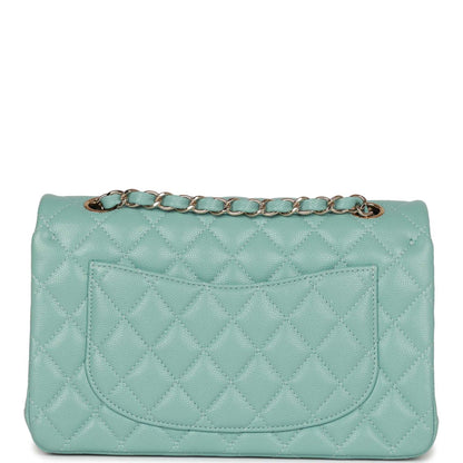 Chanel Small Classic Double Flap Bag Tiffany Blue Caviar Light Gold Hardware