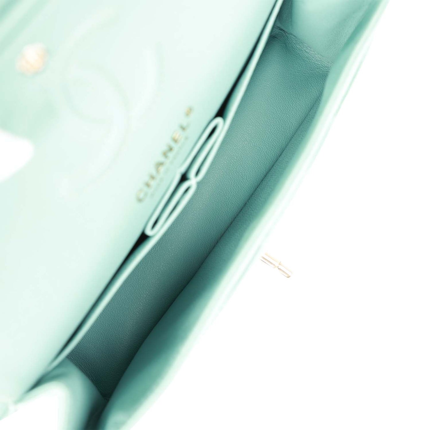 Chanel Small Classic Double Flap Bag Tiffany Blue Caviar Light Gold Hardware