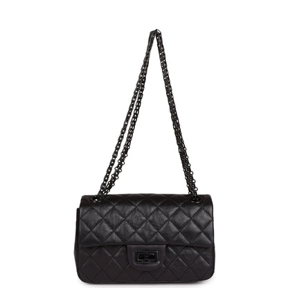 Chanel Mini Reissue 224 2.55 Flap So Black Aged Calfskin Black Hardware