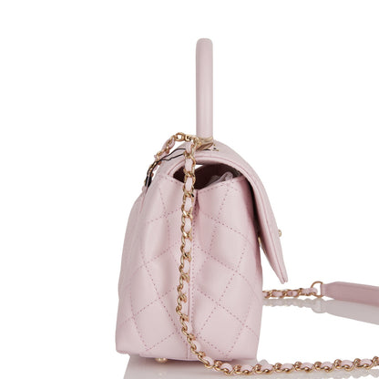 Chanel Small Coco Handle Flap Bag Light Pink Caviar Light Gold Hardware