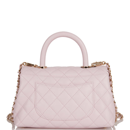 Chanel Small Coco Handle Flap Bag Light Pink Caviar Light Gold Hardware