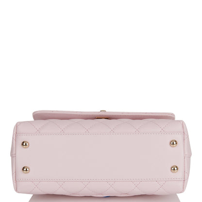 Chanel Small Coco Handle Flap Bag Light Pink Caviar Light Gold Hardware
