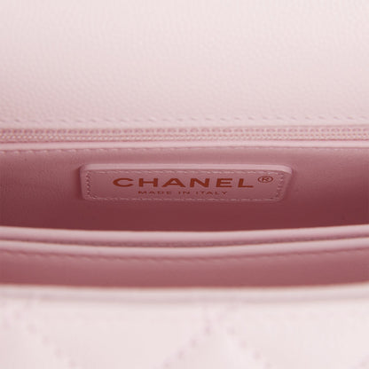 Chanel Small Coco Handle Flap Bag Light Pink Caviar Light Gold Hardware