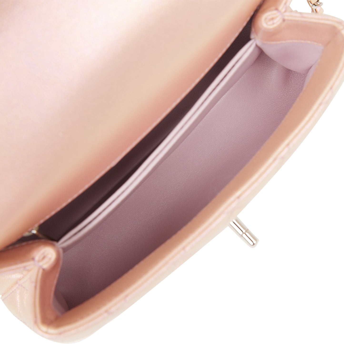 Chanel Small Coco Handle Flap Bag Pink Iridescent Caviar Silver Hardware