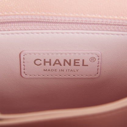 Chanel Small Coco Handle Flap Bag Pink Iridescent Caviar Silver Hardware