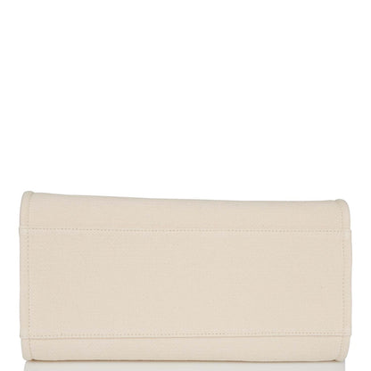 Chanel Large Deauville Shopping Bag White Boucle Silver Hardware