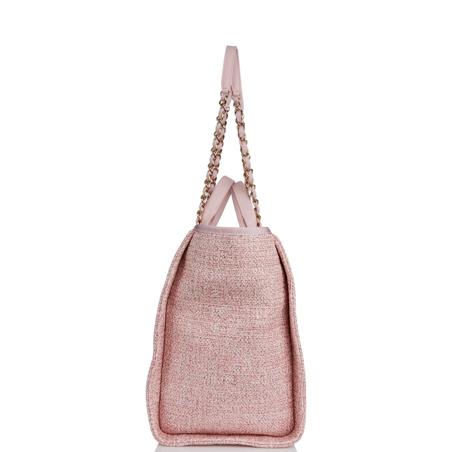 Chanel Large Deauville Shopping Bag Pink Lurex Gold Hardware
