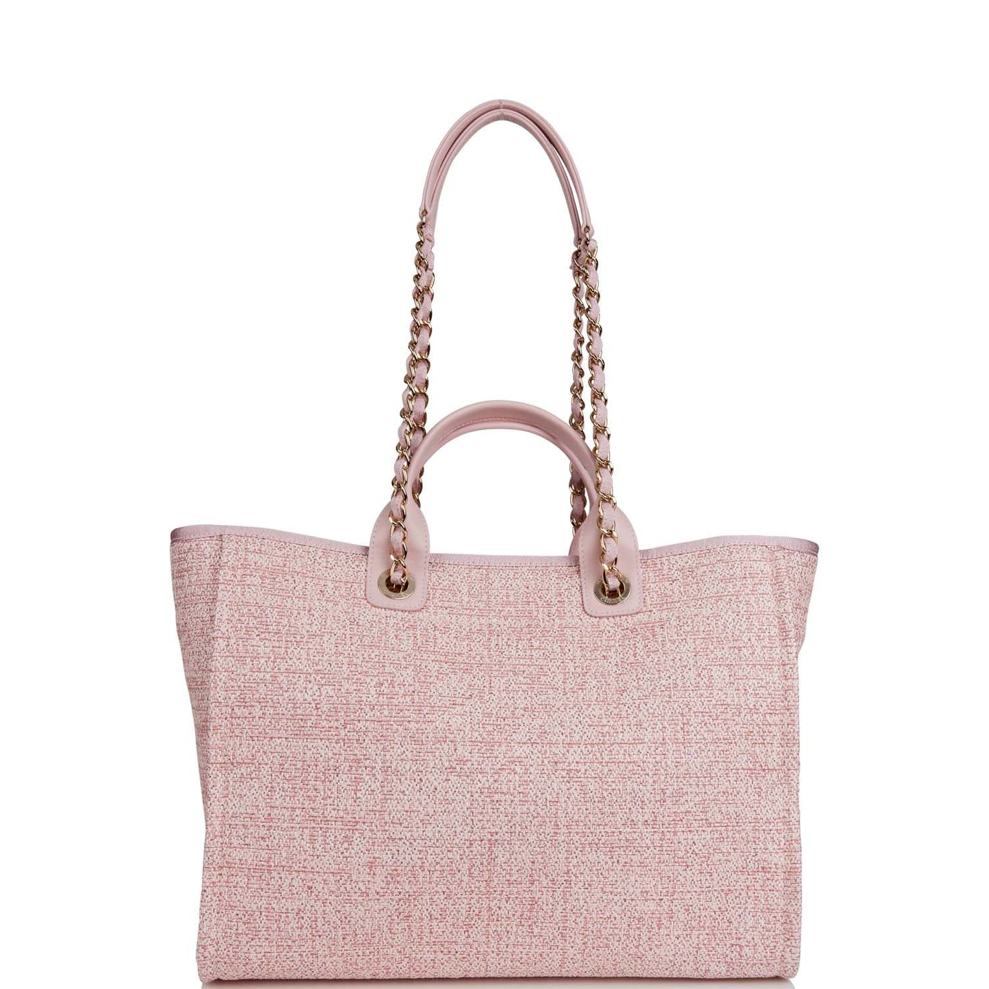 Chanel Large Deauville Shopping Bag Pink Lurex Gold Hardware