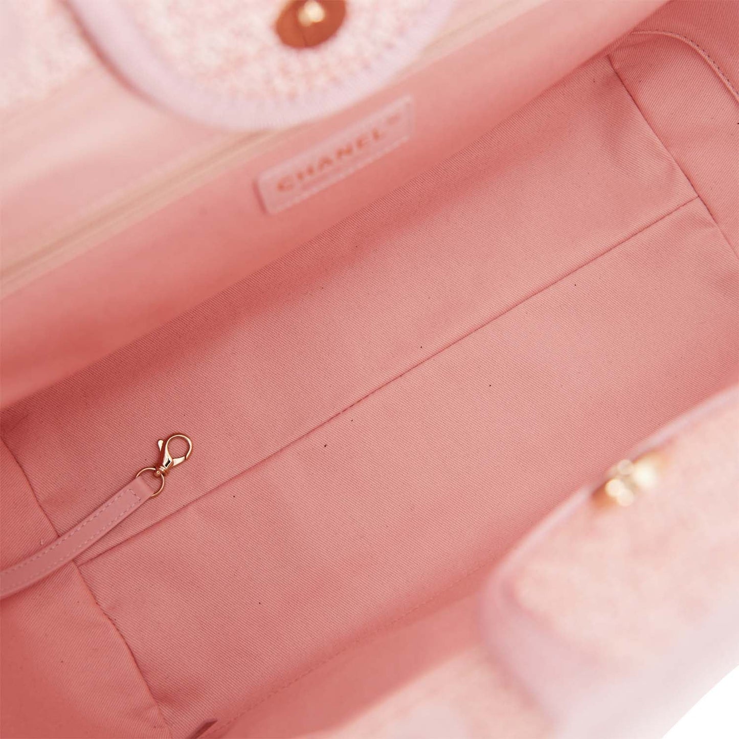 Chanel Large Deauville Shopping Bag Pink Lurex Gold Hardware
