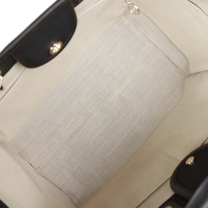 Chanel Large Deauville Shopping Bag Black and White Grid Light Gold Hardware
