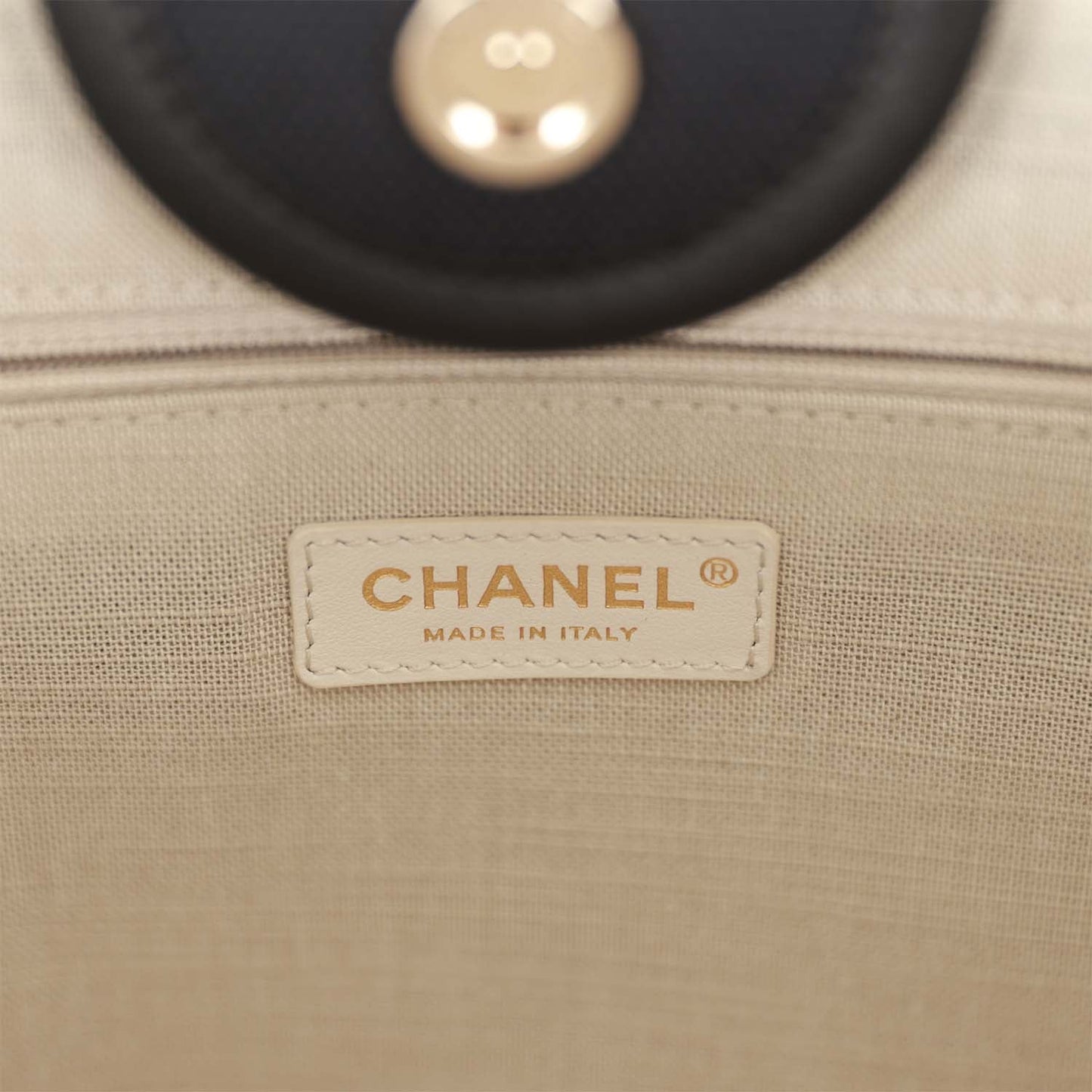 Chanel Large Deauville Shopping Bag Black and White Grid Light Gold Hardware