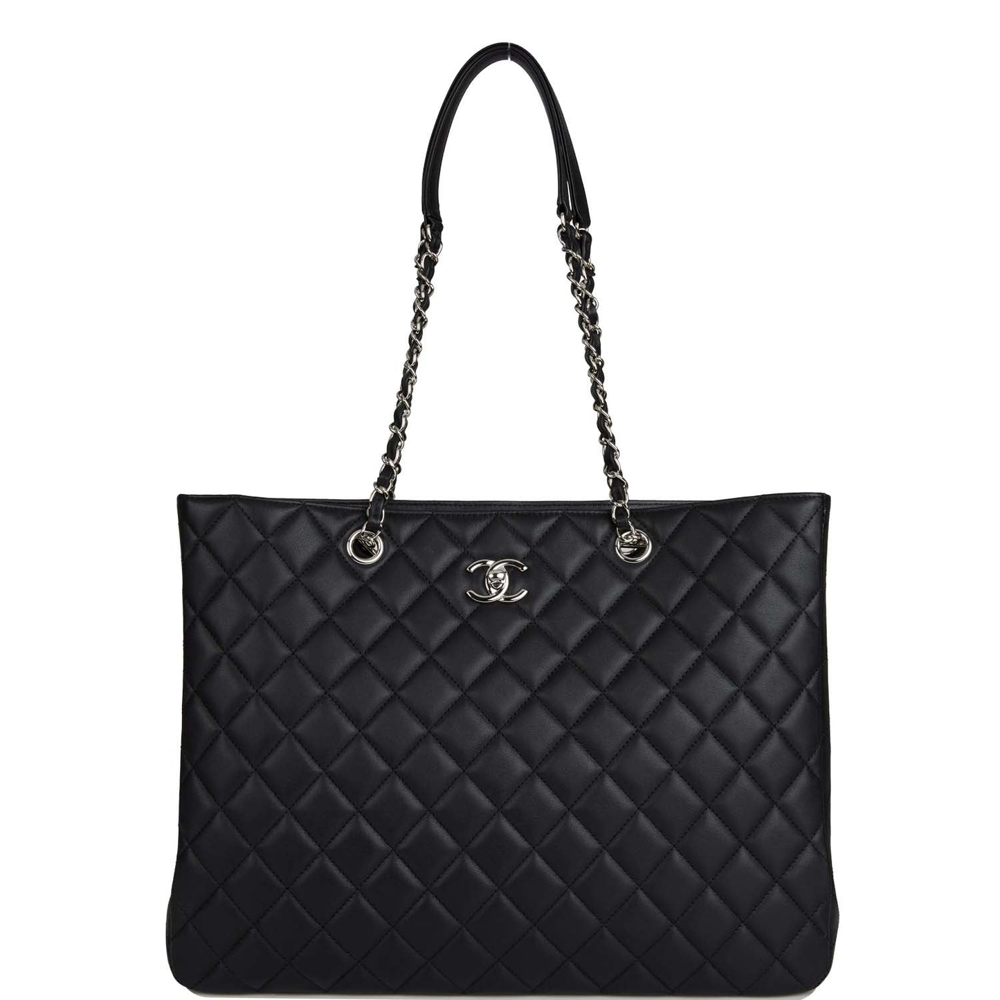Chanel Timeless Tote Bag Black Calfskin Silver Hardware