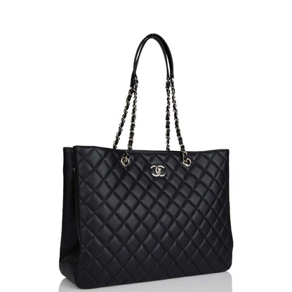 Chanel Timeless Tote Bag Black Calfskin Silver Hardware
