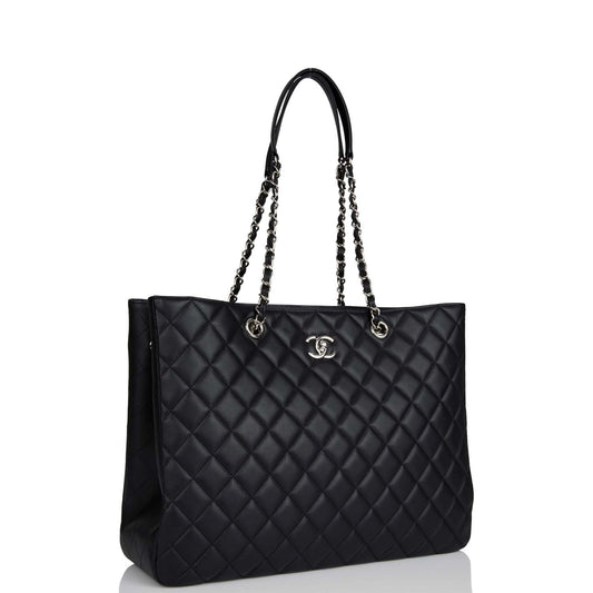Chanel Timeless Tote Bag Black Calfskin Silver Hardware