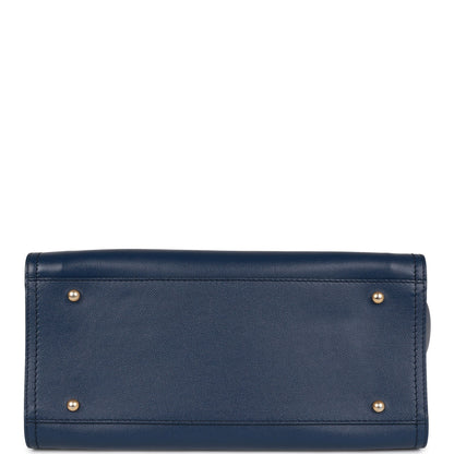 Chanel Small Deauville Shopping Bag Blue Caviar Antique Gold Hardware