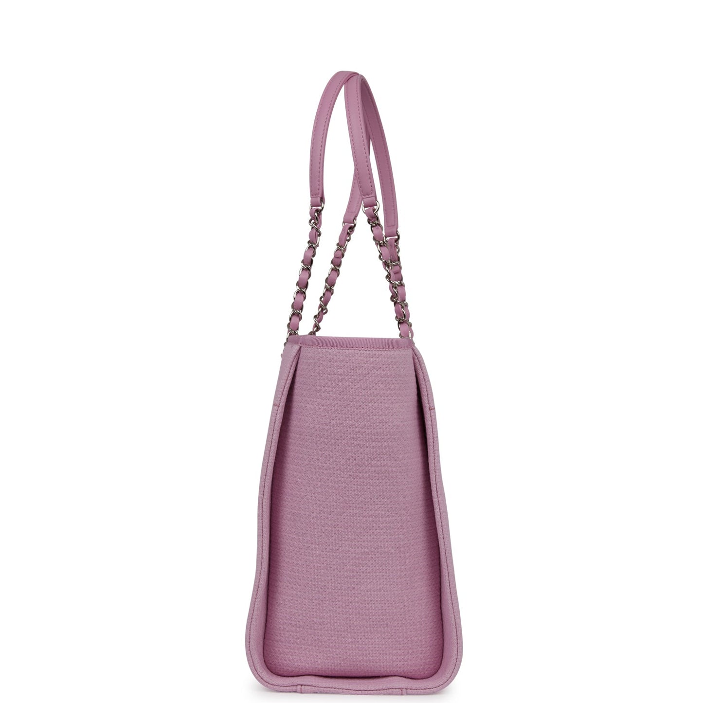 Chanel Small Deauville Shopping Bag Pink Boucle Light Silver Hardware
