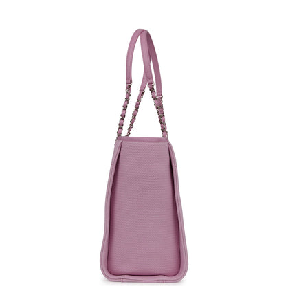 Chanel Small Deauville Shopping Bag Pink Boucle Light Silver Hardware