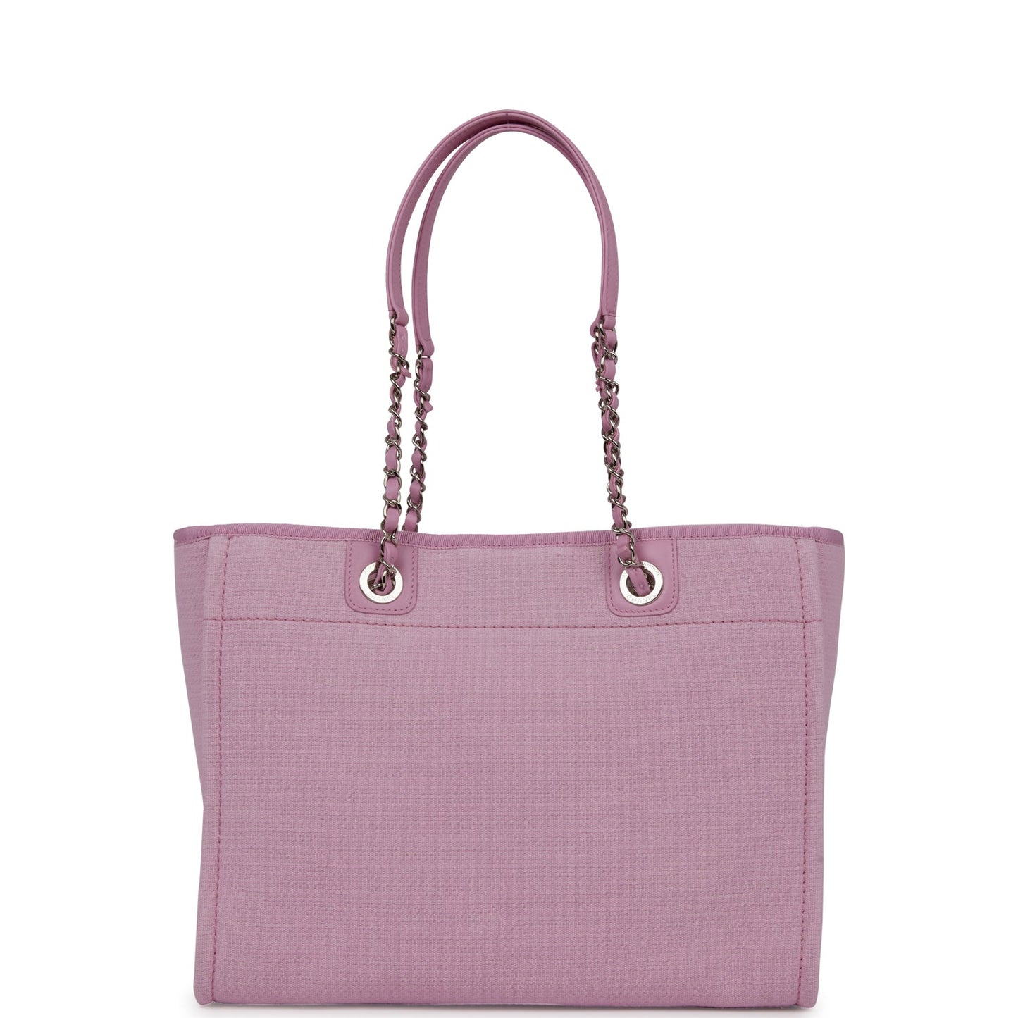 Chanel Small Deauville Shopping Bag Pink Boucle Light Silver Hardware