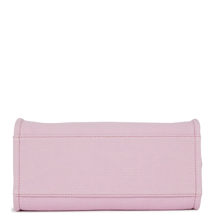 Chanel Small Deauville Shopping Bag Pink Boucle Silver Hardware