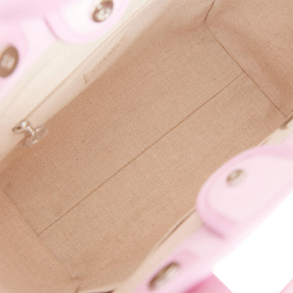 Chanel Small Deauville Shopping Bag Pink Boucle Silver Hardware
