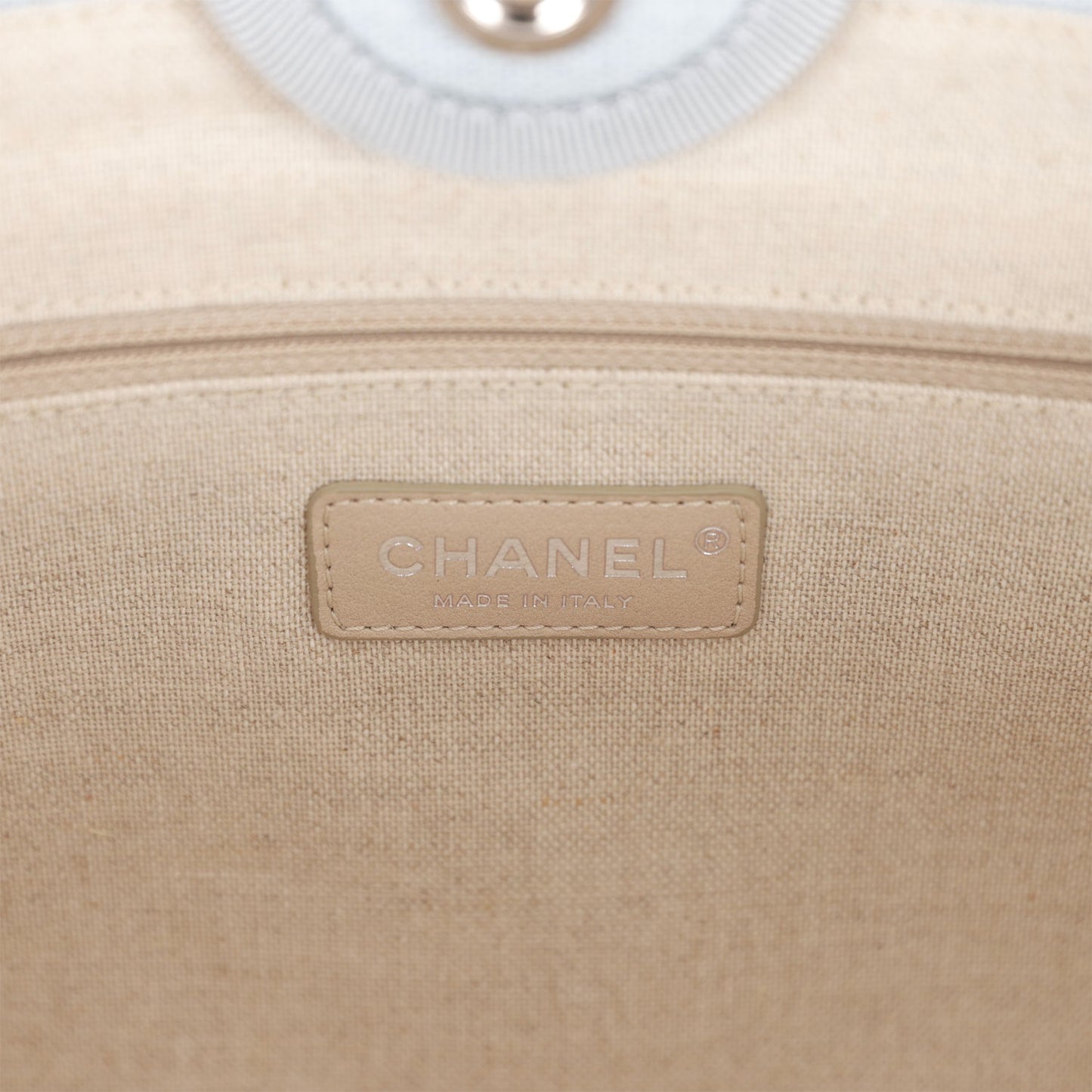 Chanel Small Deauville Shopping Tote Blue Boucle Silver Hardware