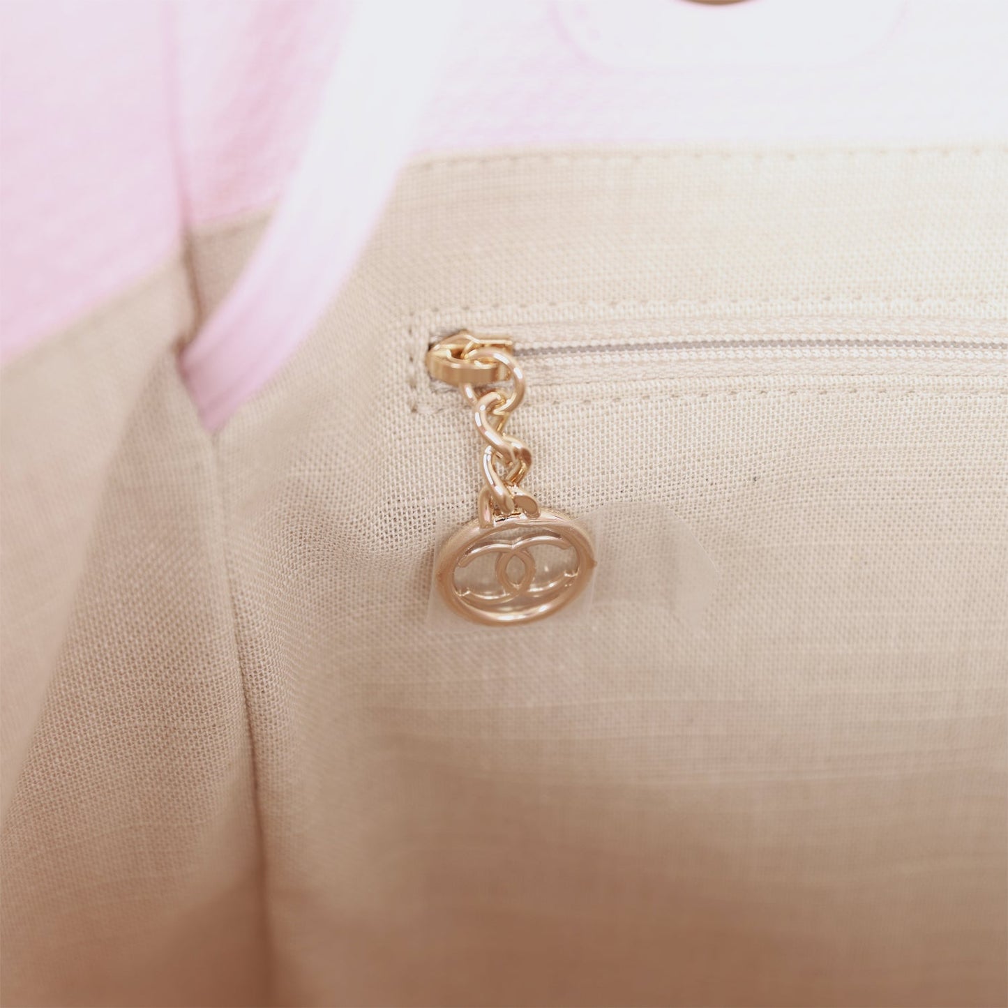 Chanel Small Deauville Shopping Bag Pink Boucle Light Gold Hardware