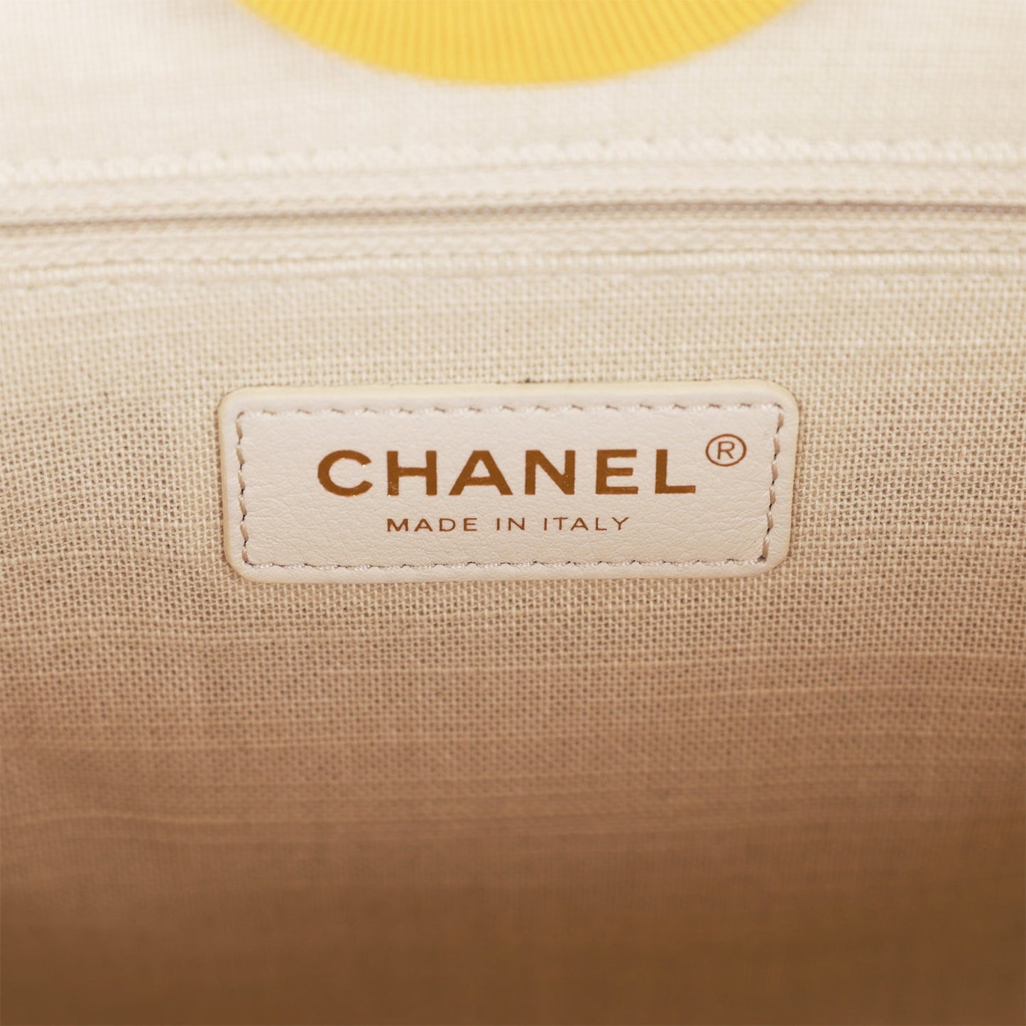 Chanel Small Deauville Shopping Tote Dark Yellow Boucle Light Gold Hardware