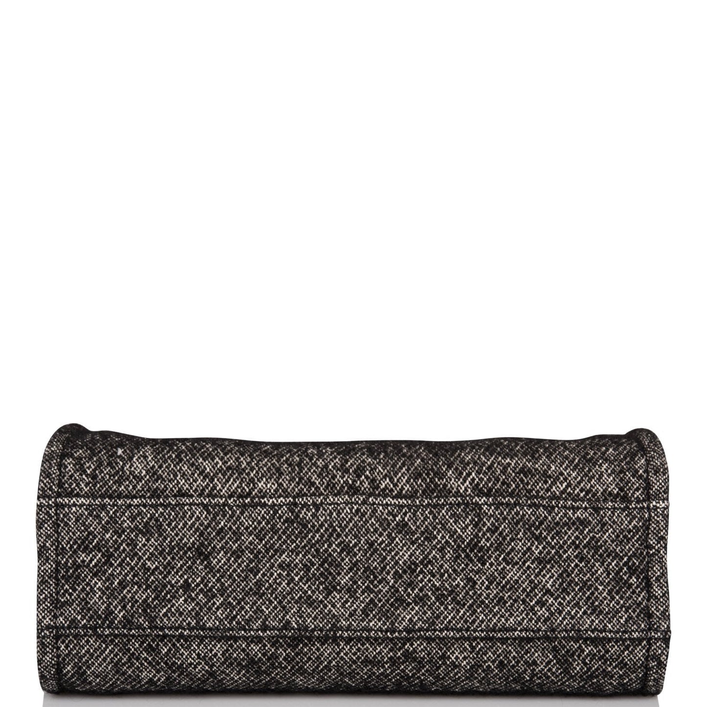 Chanel Small Deauville Shopping Bag Black Wool Silver Hardware