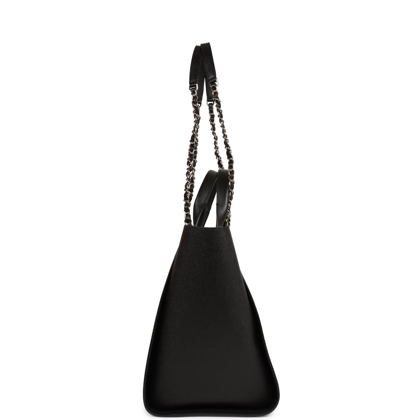 Chanel Large Deauville Shopping Bag Black Caviar Light Gold Hardware