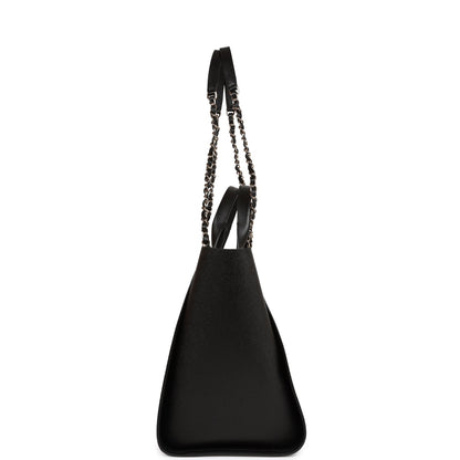 Chanel Large Deauville Shopping Bag Black Caviar Light Gold Hardware