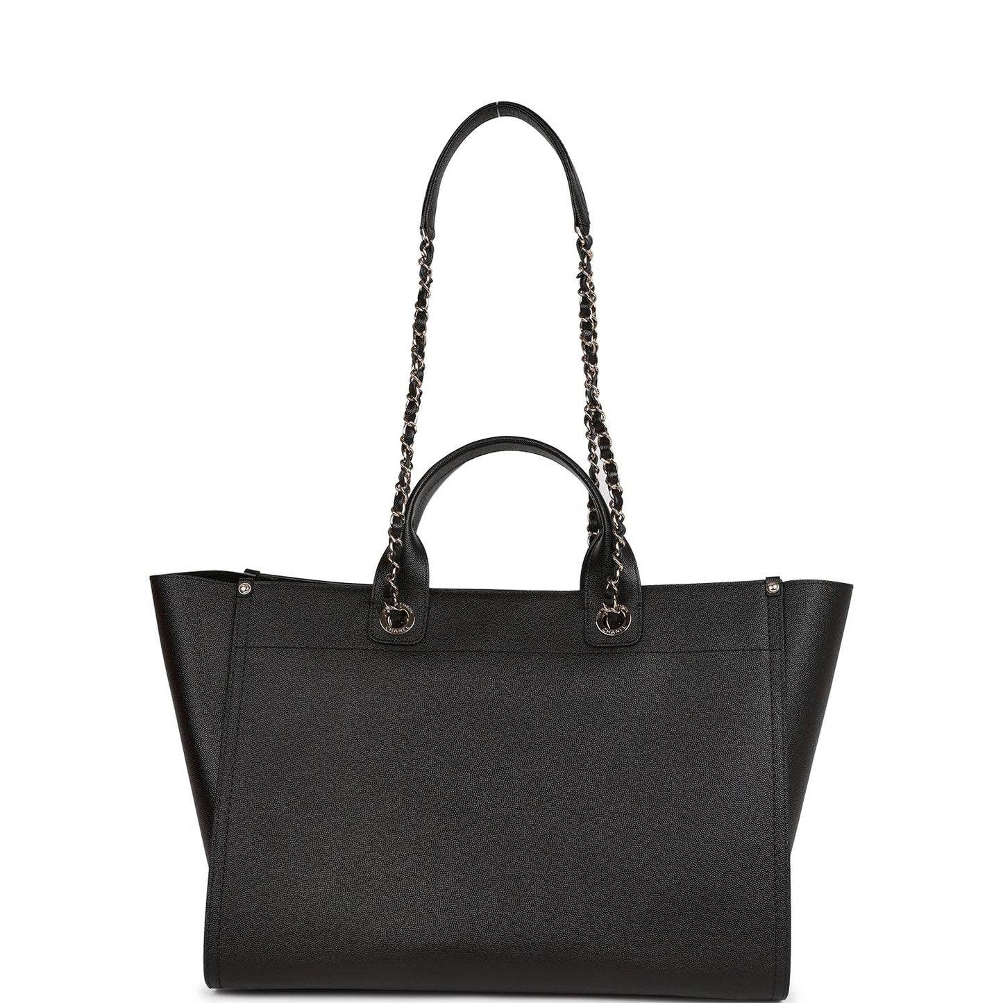 Chanel Large Deauville Shopping Bag Black Caviar Light Gold Hardware