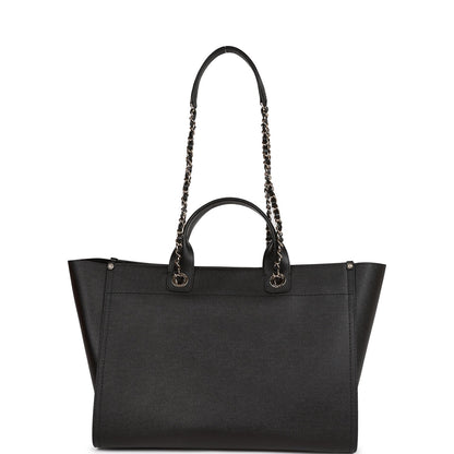 Chanel Large Deauville Shopping Bag Black Caviar Light Gold Hardware
