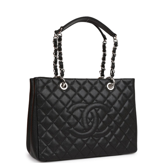 Chanel Grand Shopping Tote (GST) Bag Black Caviar Silver Hardware