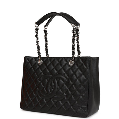 Chanel Grand Shopping Tote (GST) Bag Black Caviar Silver Hardware