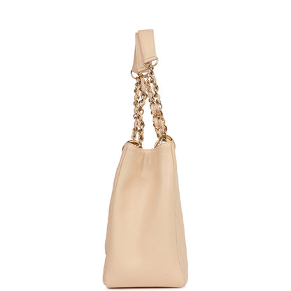 Chanel Grand Shopping Tote (GST) Bag Beige Caviar Gold Hardware
