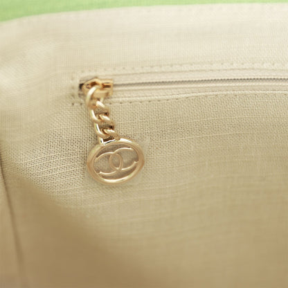 Chanel Small Deauville Shopping Bag Green Boucle Light Gold Hardware