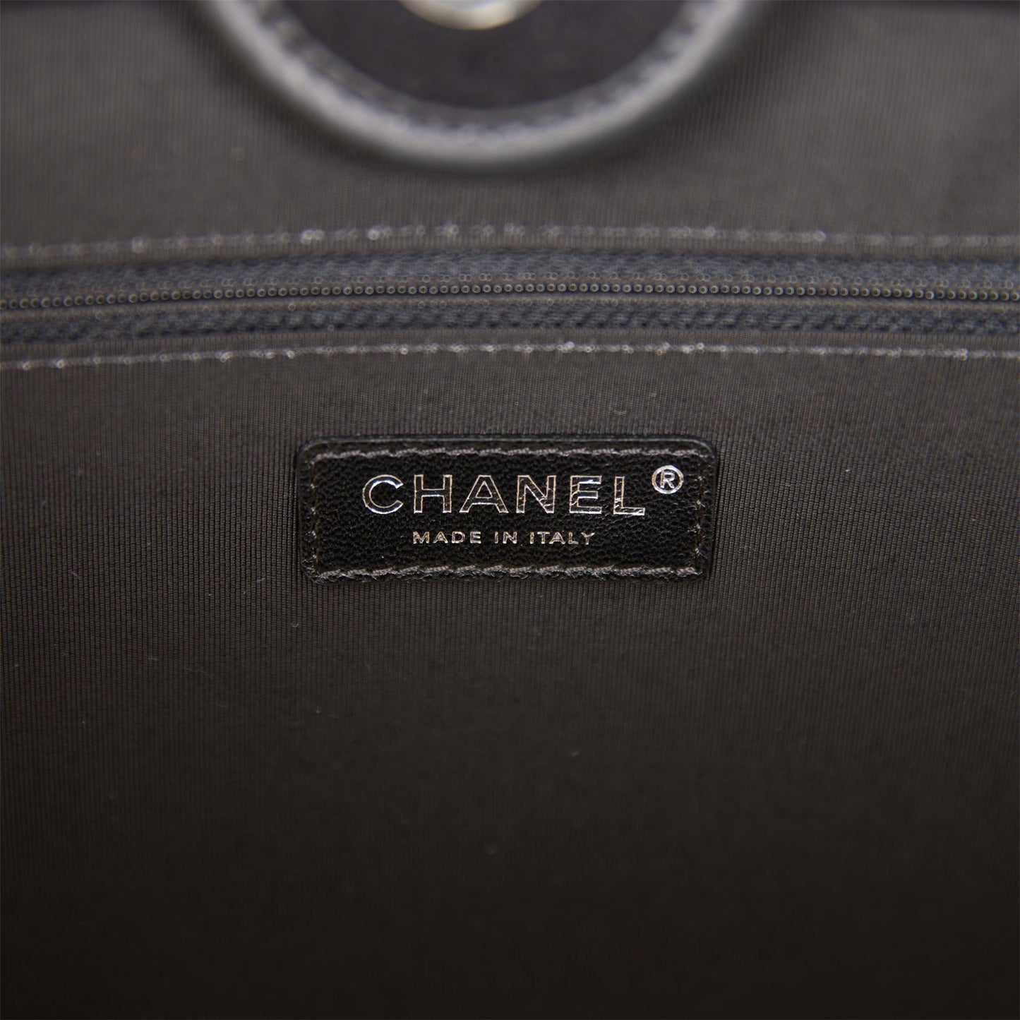 Chanel Large Deauville Shopping Bag Black and White Wool Silver Hardware