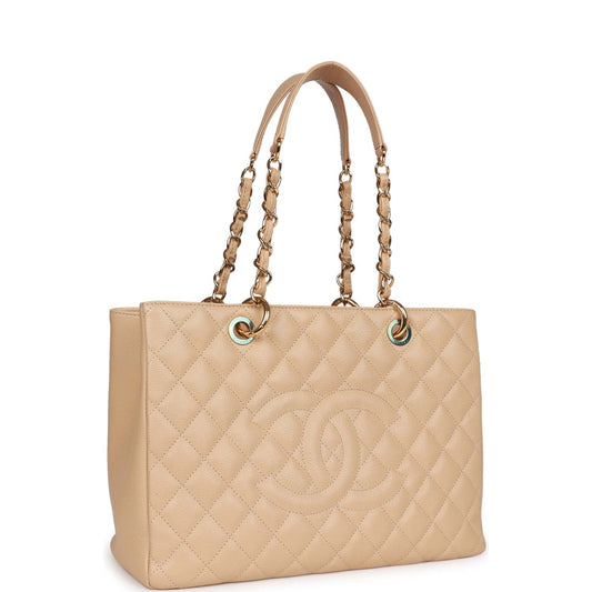 Chanel Grand Shopping Tote (GST) Beige Caviar Gold Hardware