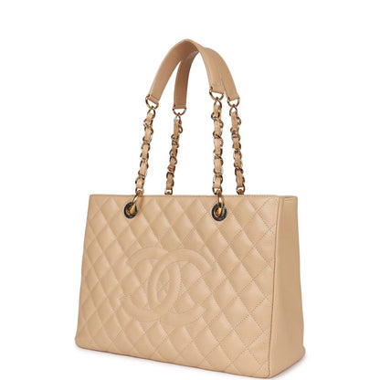 Chanel Grand Shopping Tote (GST) Beige Caviar Gold Hardware