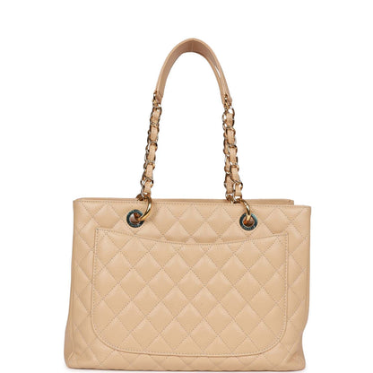 Chanel Grand Shopping Tote (GST) Beige Caviar Gold Hardware