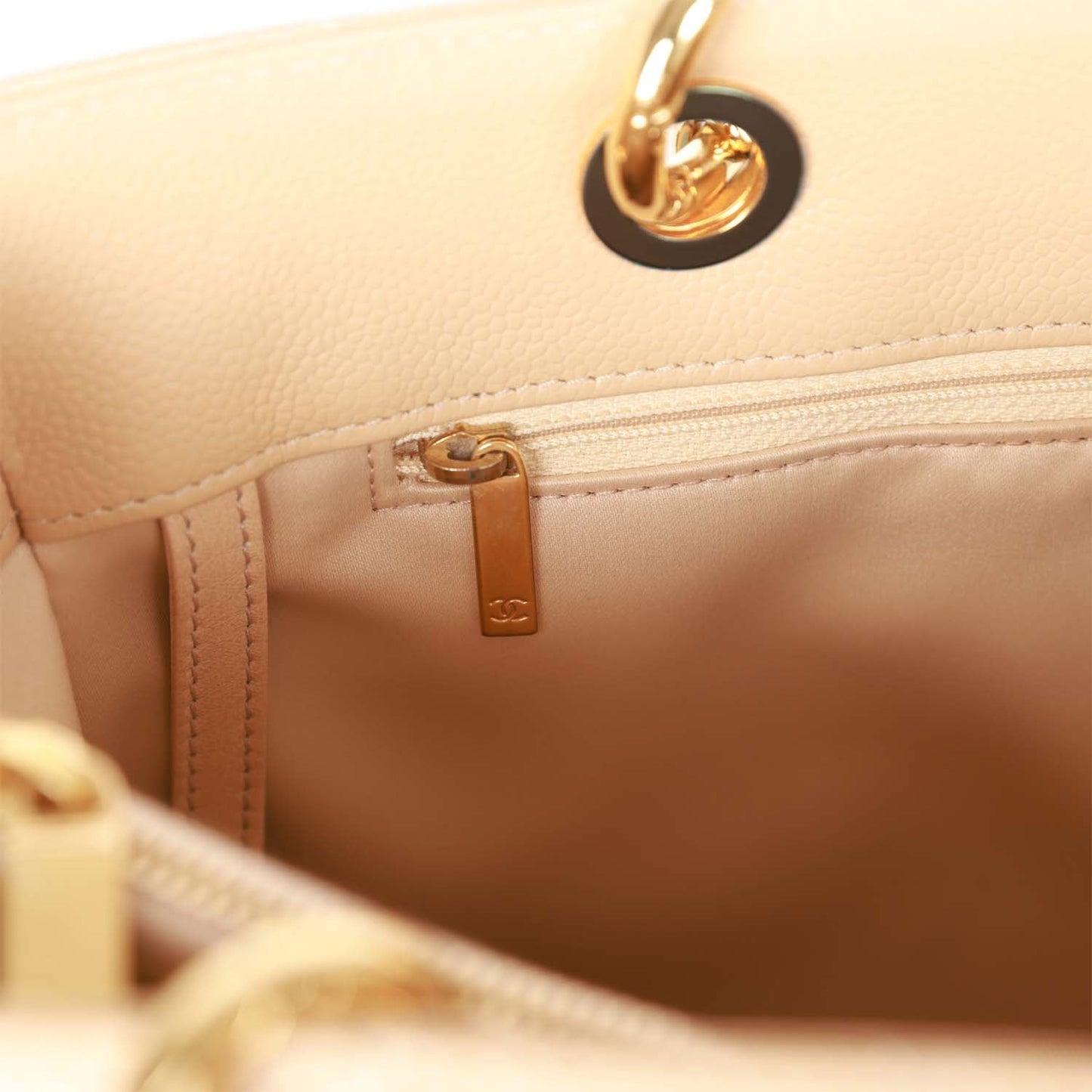 Chanel Grand Shopping Tote (GST) Beige Caviar Gold Hardware