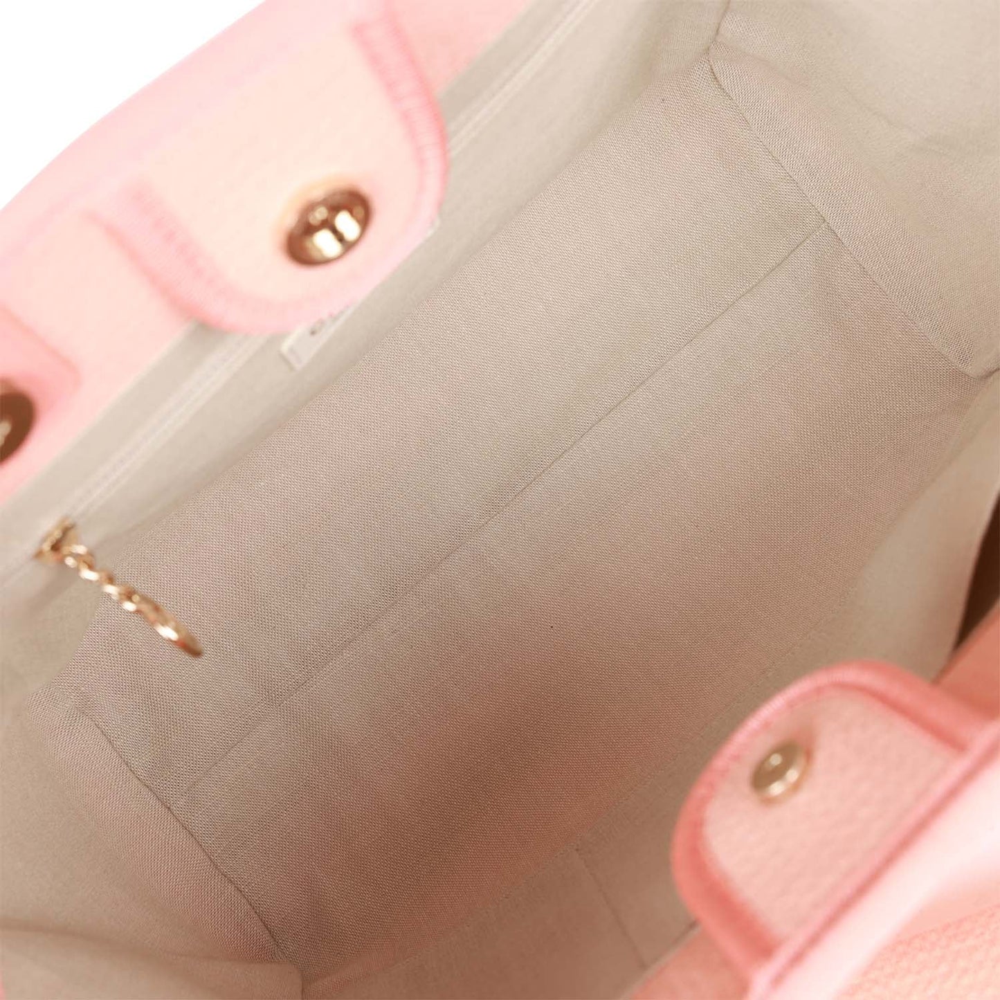 Chanel Small Deauville Shopping Bag Pink Boucle Light Gold Hardware