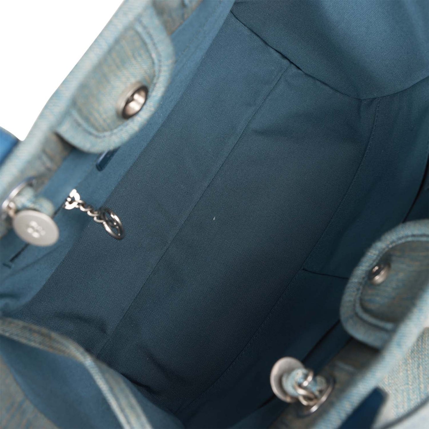 Chanel Small Deauville Shopping Tote Distressed Blue Denim Aged Silver Hardware