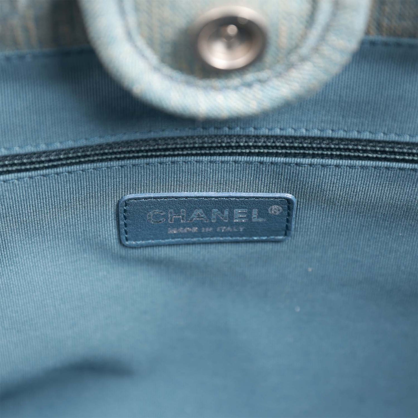 Chanel Small Deauville Shopping Tote Distressed Blue Denim Aged Silver Hardware