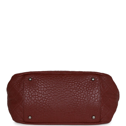 Chanel Large Duo Tote Bag Burgundy Calfskin Ruthenium Hardware