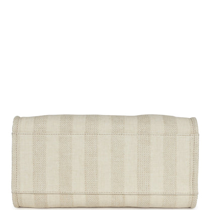 Chanel Medium Striped Deauville Shopping Tote Light Beige Raffia Light Gold Hardware
