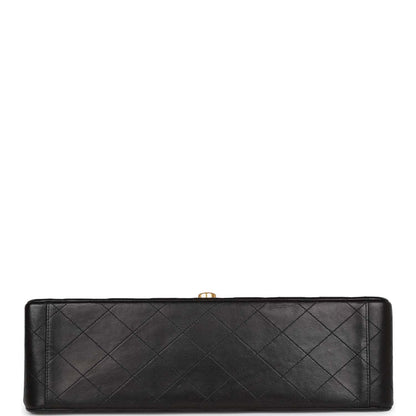 Chanel Vintage XL Jumbo Flap Bag Black Lambskin Gold Hardware