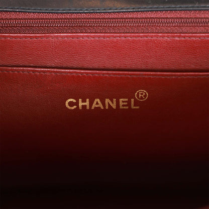 Chanel Vintage XL Jumbo Flap Bag Black Lambskin Gold Hardware