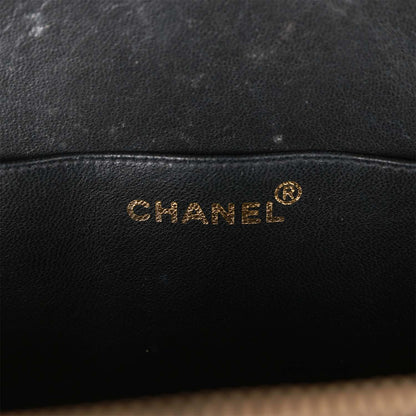 Chanel Vintage Round Vanity Bag Black and White Patent Leather Antique Gold Hardware