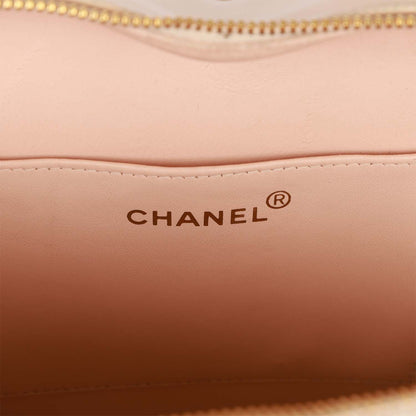Chanel Vintage Heart Vanity Bag Beige and Black Patent Antique Gold Hardware